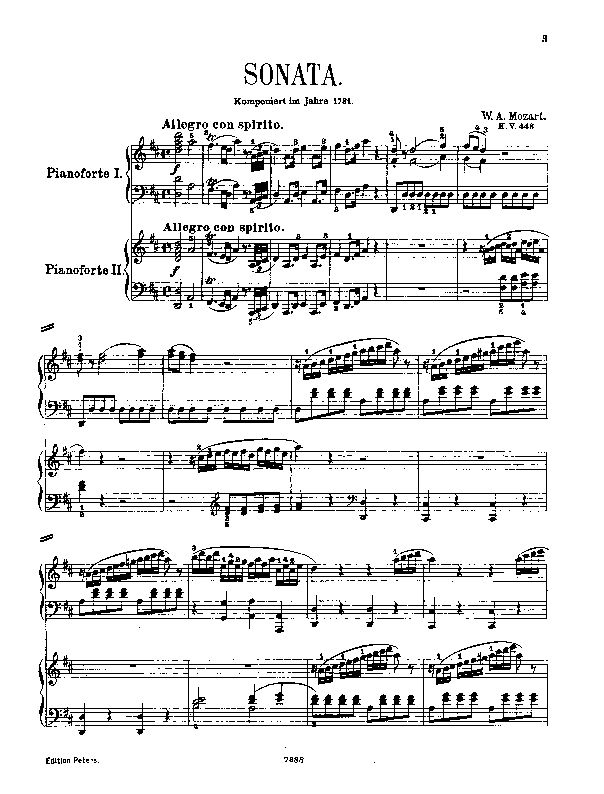 ２台ピアノ楽譜 モーツァルト「２台ピアノのためのソナタ kv.448